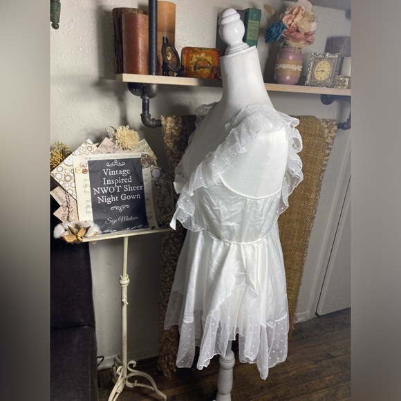Absolutely adorable, vintage inspired, sheer nightgown, size medium NWOT - Picture 3 of 4